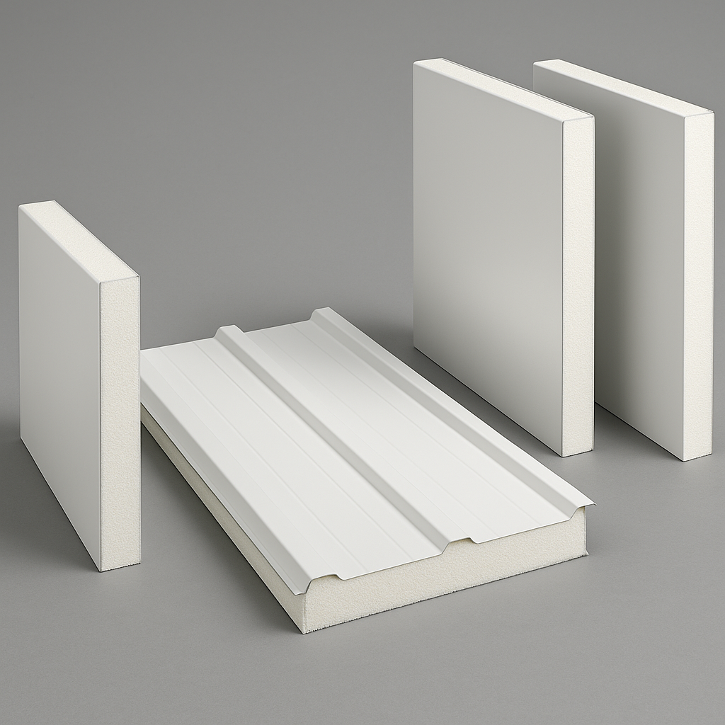 A selection of cool room panels in various thicknesses laid out for comparison.