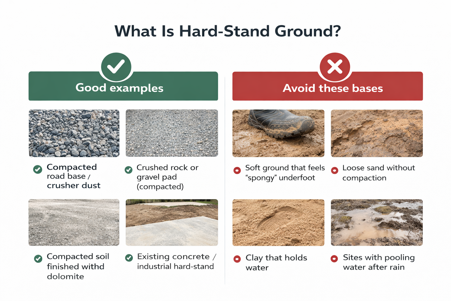 Hard-stand ground examples for container house footing