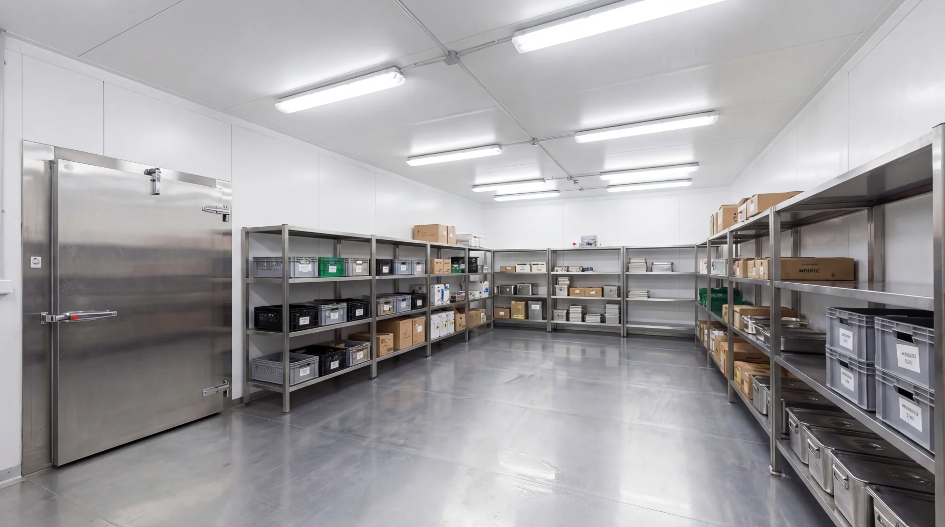 White EPS insulated coolroom wall panels with Z-lock joints inside a commercial refrigeration facility in Adelaide