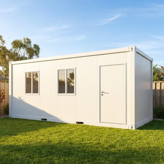 Prefab container house installed in Adelaide backyard — modular insulated room, Cool Room Masters