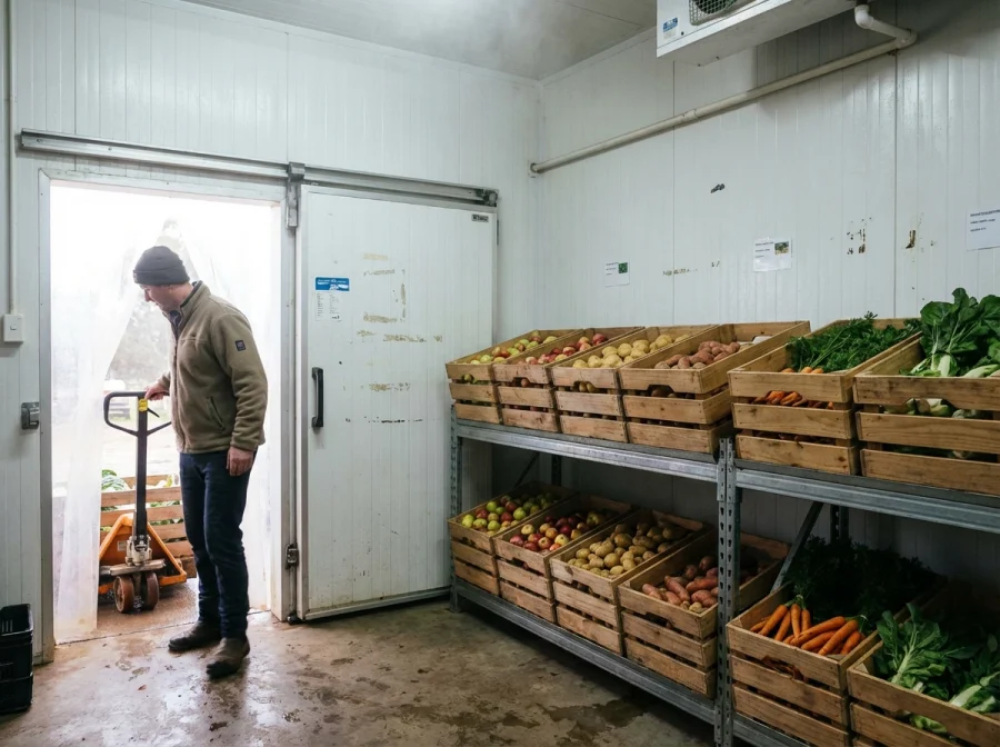 Farm cool room storing fresh vegetables and produce in EPS insulated panels — Cool Room Masters