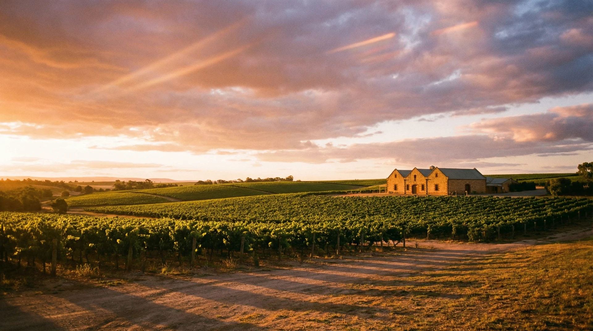Barossa Valley South Australia vineyard at sunset — wine cellar cool room panels, Cool Room Masters Adelaide