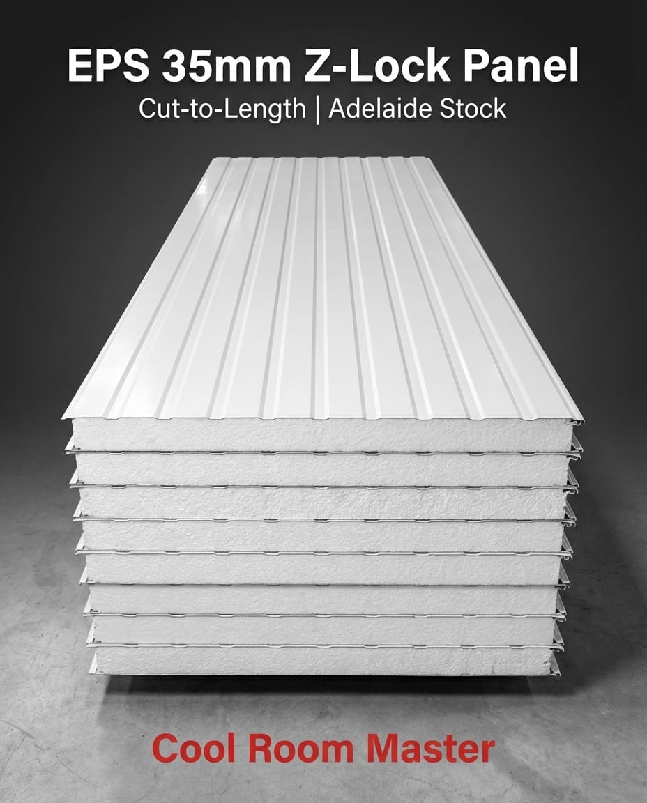 EPS 35mm Z-Lock insulated coolroom wall panel with ribbed steel skin and interlocking joint — Cool Room Master Adelaide