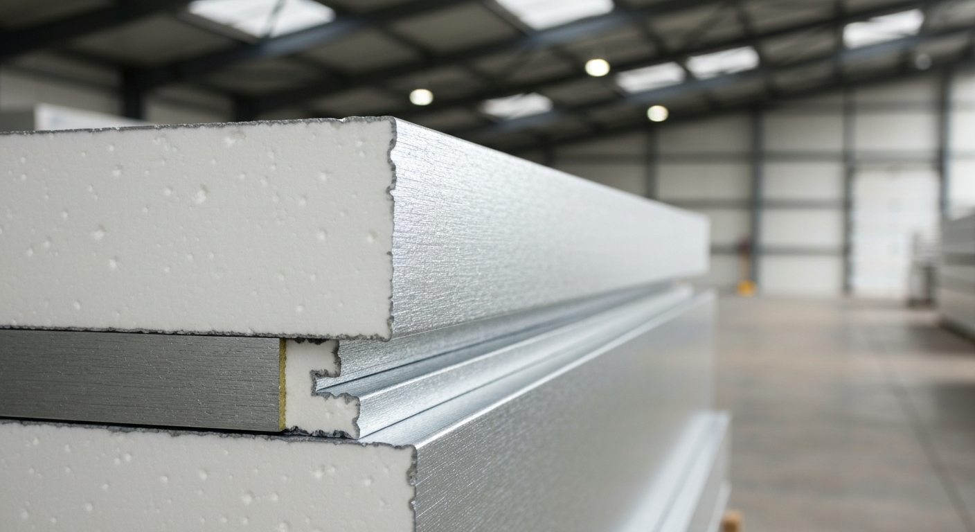 EPS insulated sandwich panel cross-section showing foam core — Cool Room Master