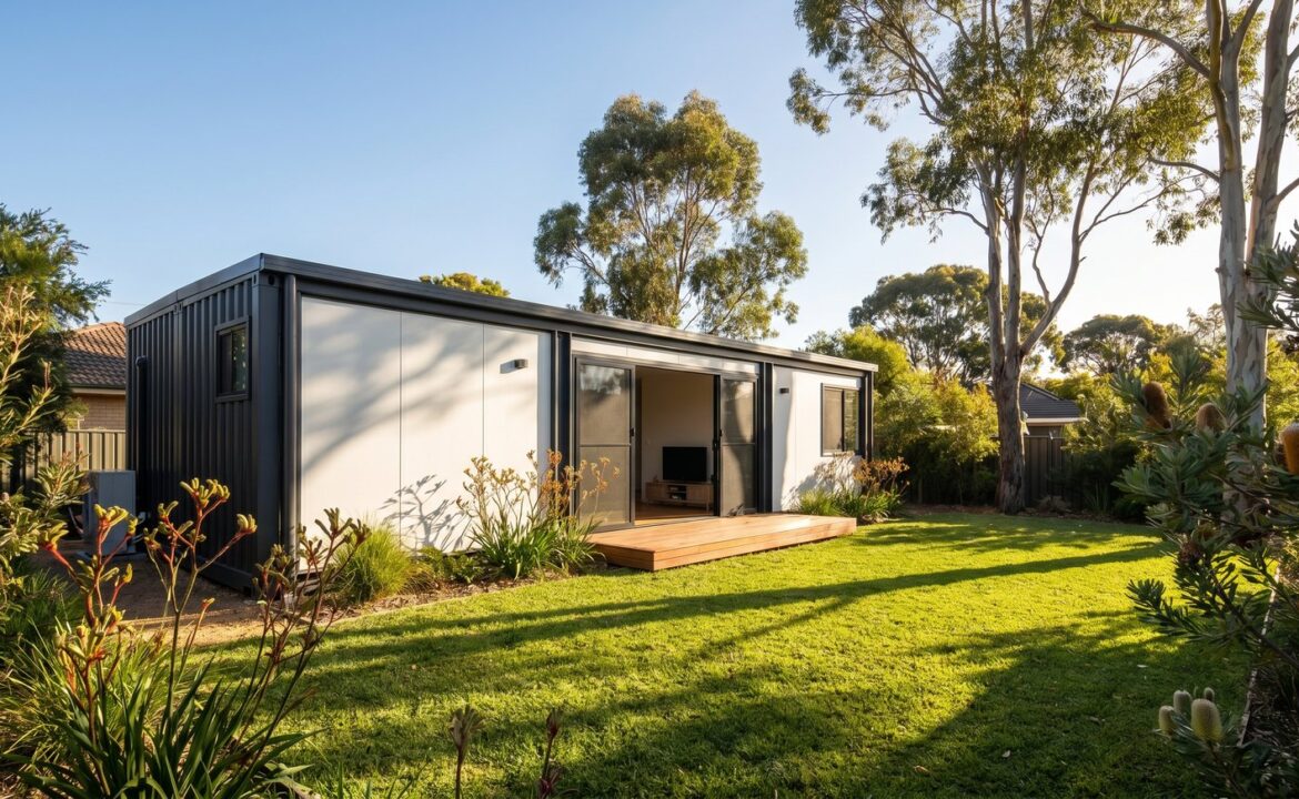 Prefab container house in Australian backyard - Cool Room Master Adelaide
