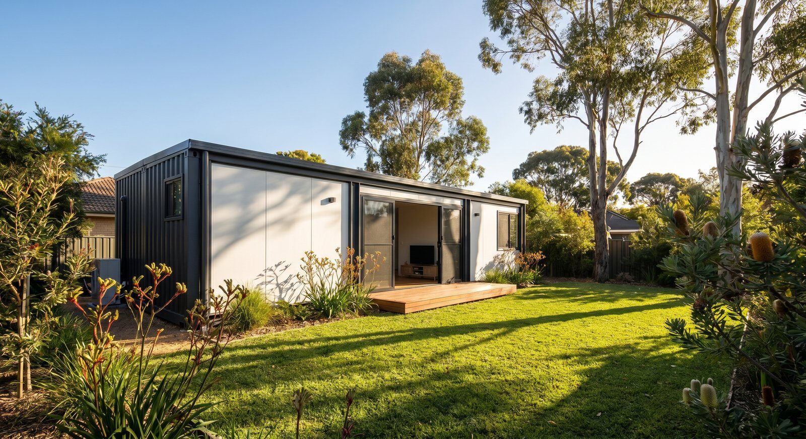 Prefab container house in Australian backyard - Cool Room Master Adelaide