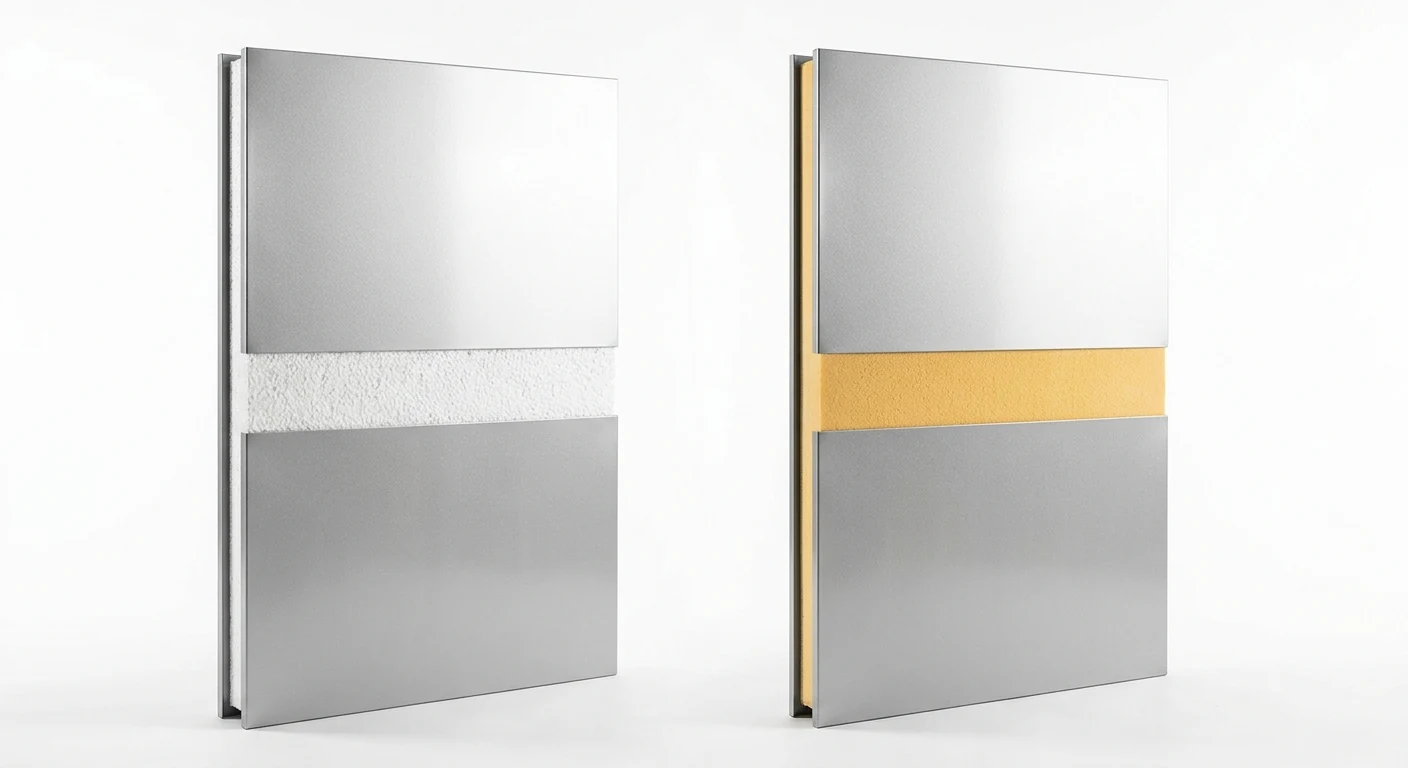 EPS and PIR coolroom panel types side by side showing foam core differences