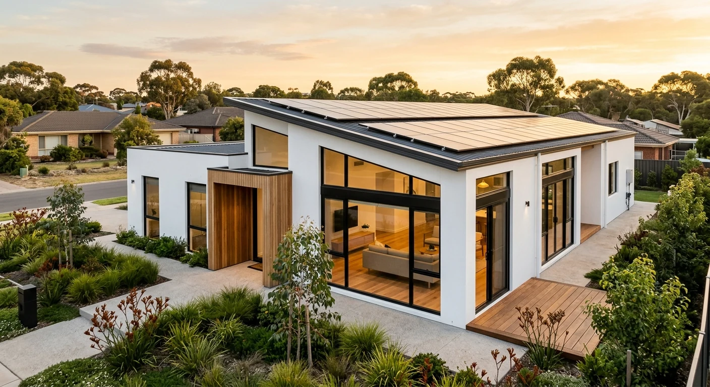 Modern Australian home built with SIP panels showing energy-efficient design