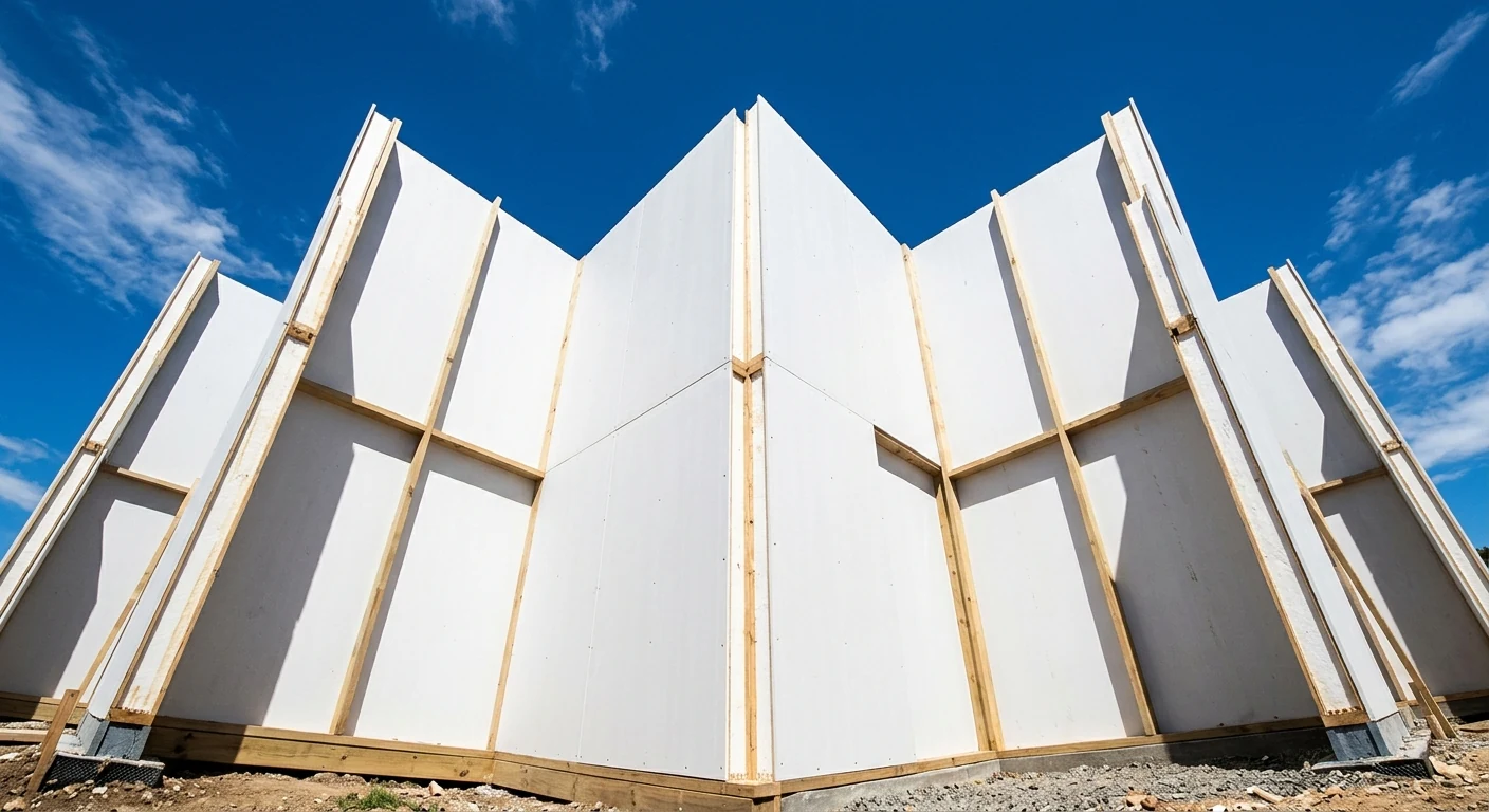 Construction workers installing SIP panels on a modern Australian home