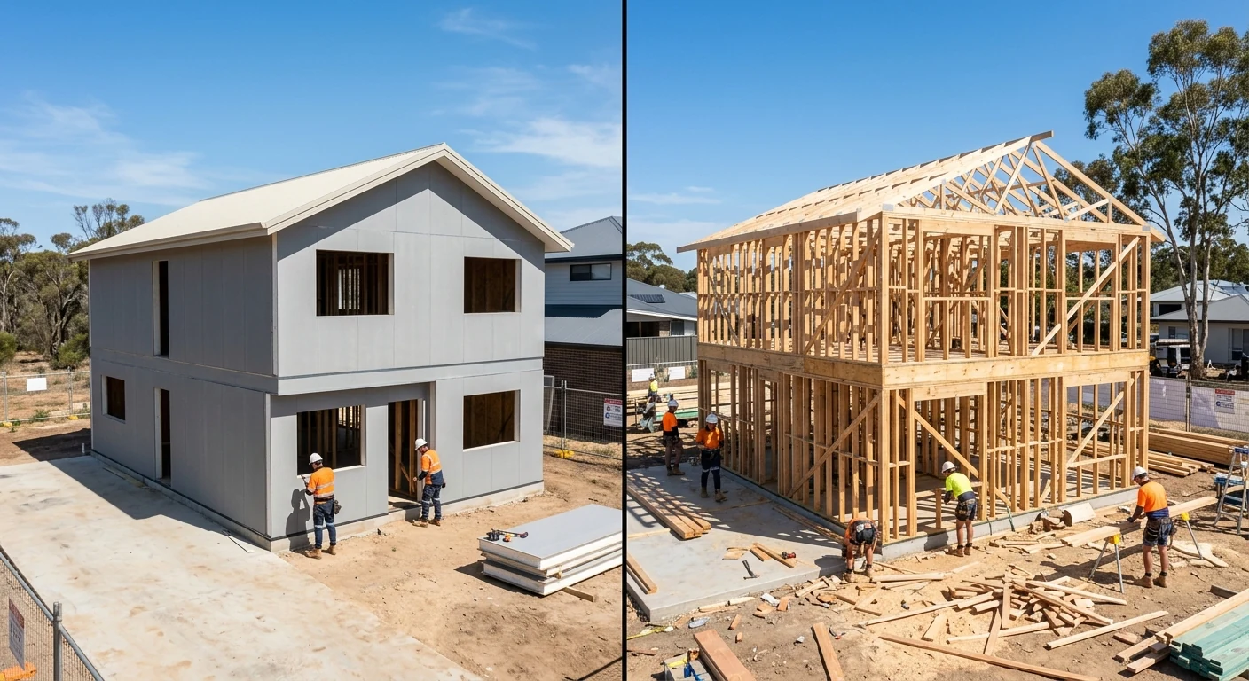 SIP panel construction vs traditional timber frame side-by-side comparison
