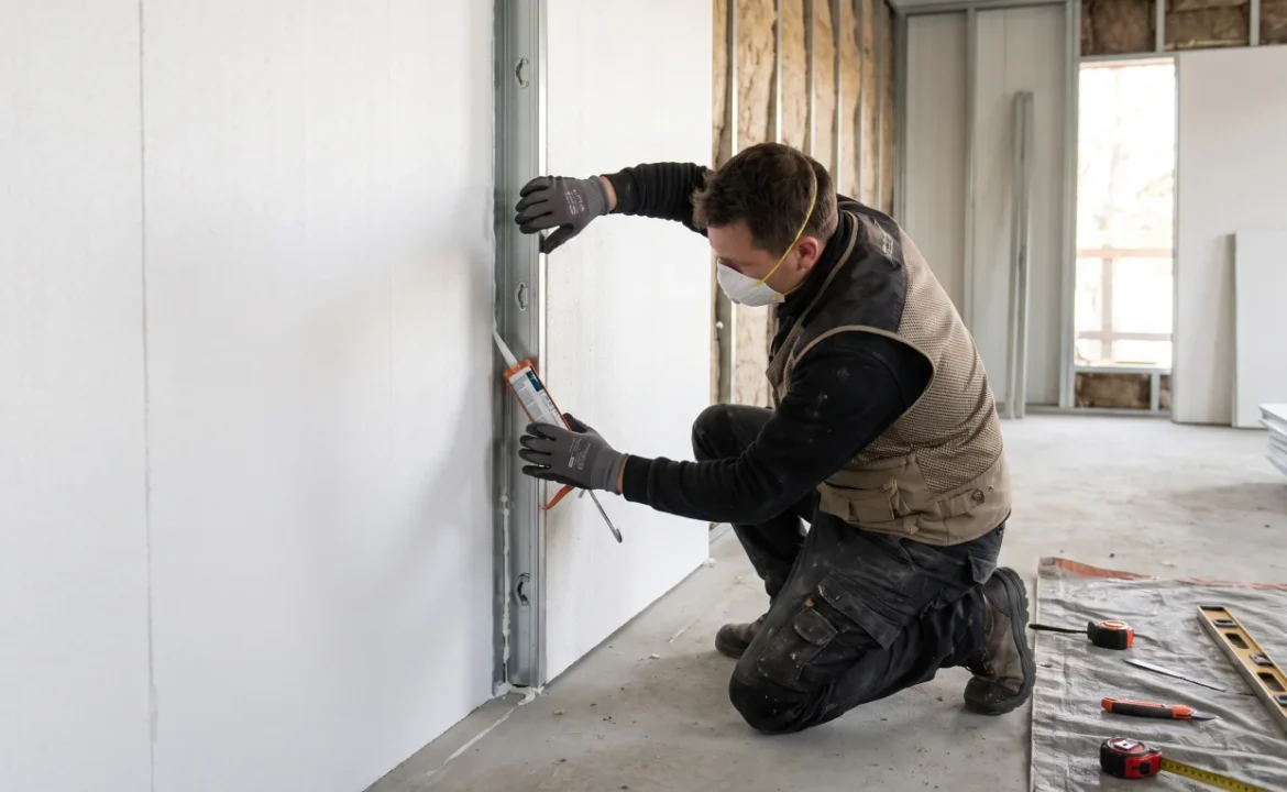 Tradesperson joining Z-lock EPS coolroom panels and sealing the joint — Cool Room Masters Adelaide