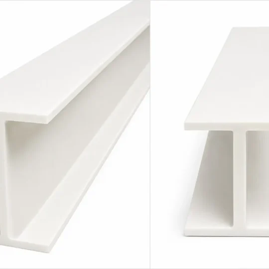 EPS 50mm H channel 1.0 Offwhite — side and end profile